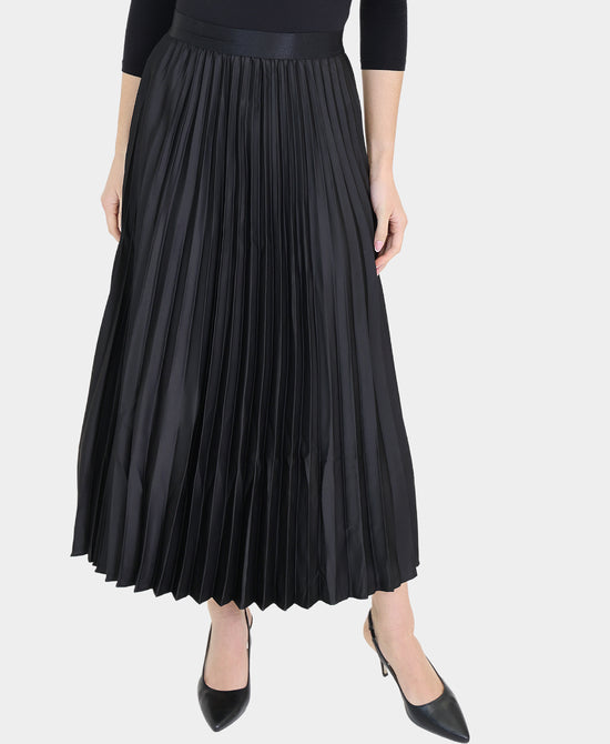 Pleated Satin Midi Skirt view 