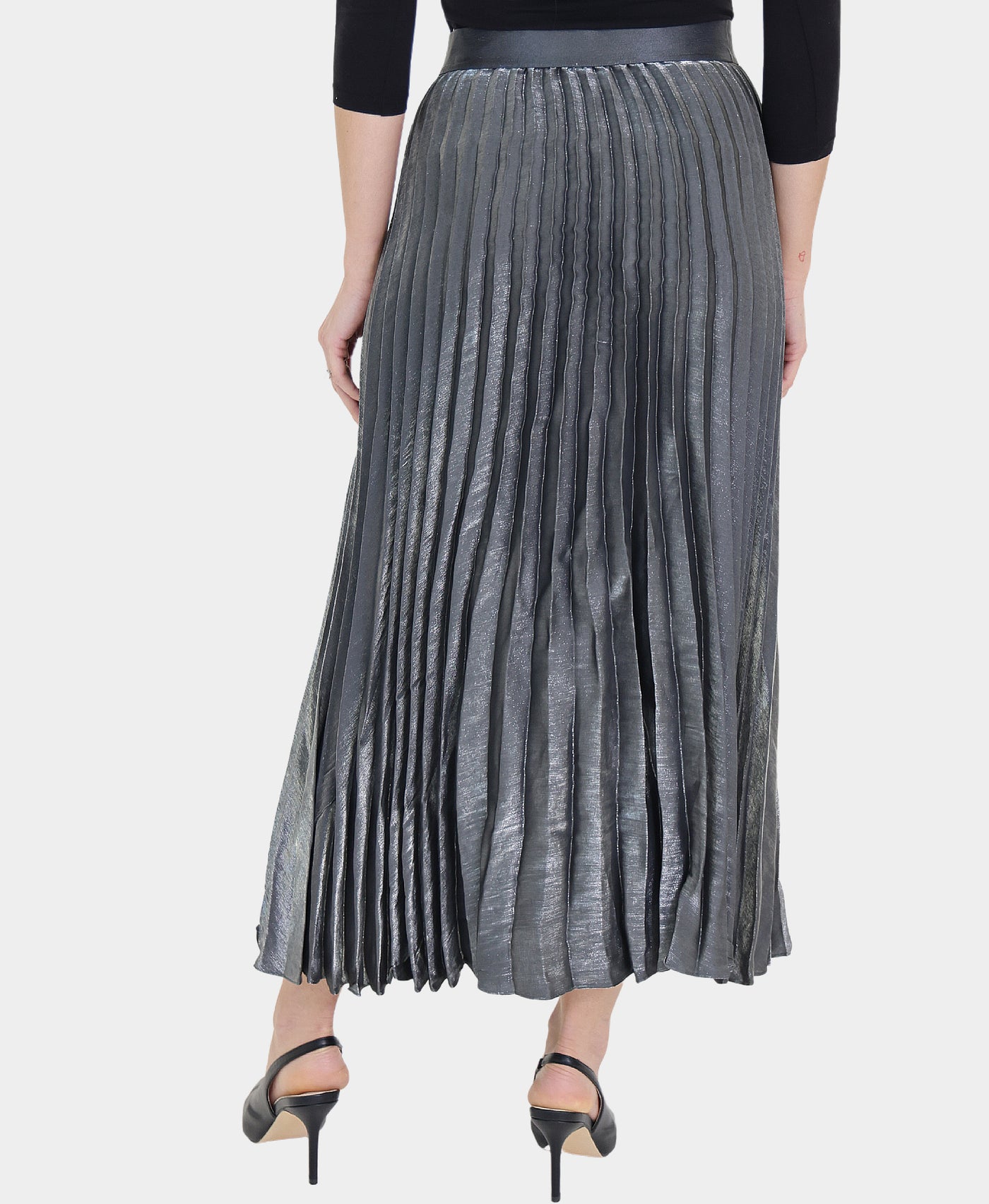 Pleated Satin Midi Skirt view 2
