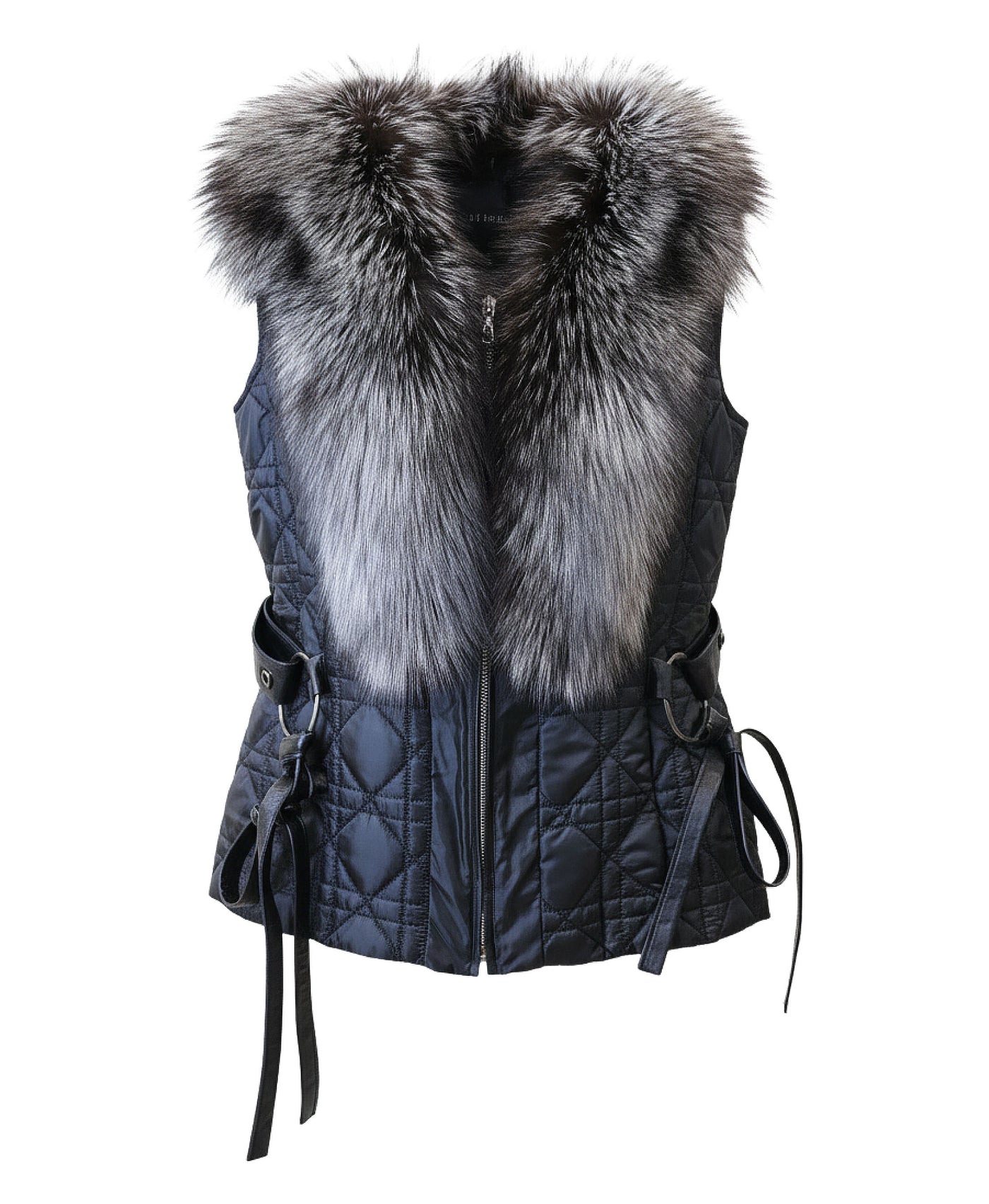 Quilted Vest w/ Fox Fur Trim view 2