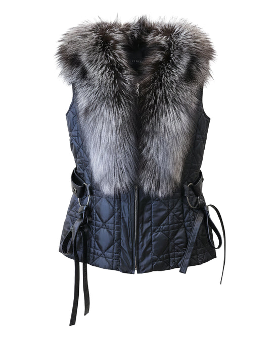 Quilted Vest w/ Fox Fur Trim view 