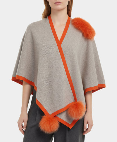 Wool Wrap w/ Fur Trim image 1