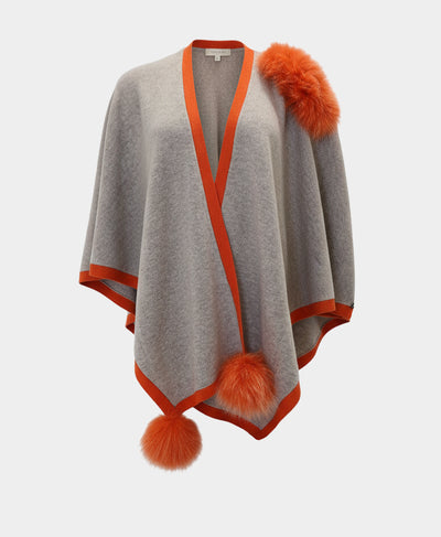 Wool Wrap w/ Fur Trim image 2