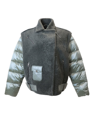 Shearling Moto Jacket w/ Puff Sleeves image 2