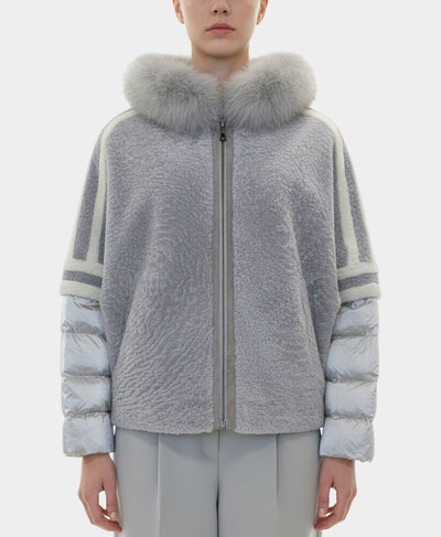 Shearling Jacket w/ Fox Fur Trim Hood image 1
