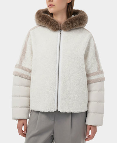 Shearling Jacket w/ Fox Fur Trim Hood image 1