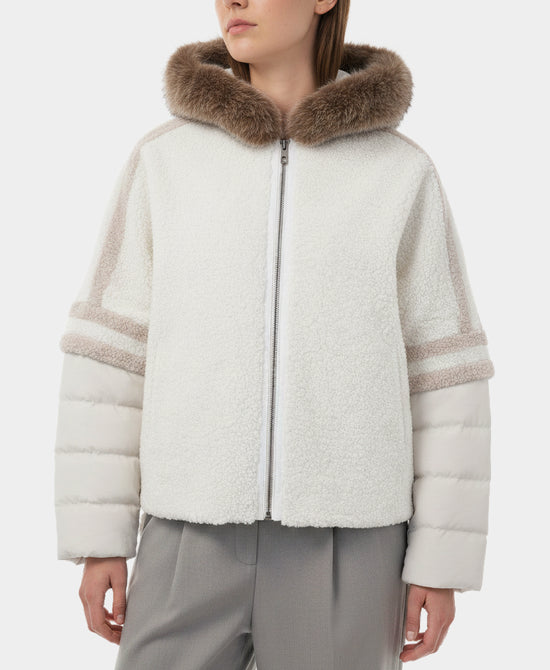 Shearling Jacket w/ Fox Fur Trim Hood view 