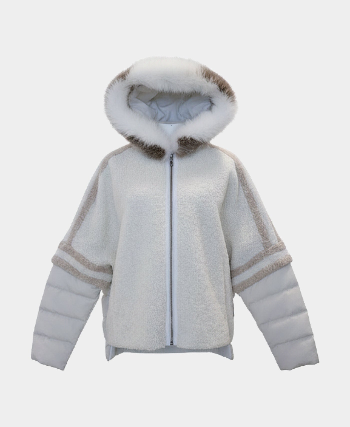 Shearling Jacket w/ Fox Fur Trim Hood view 3