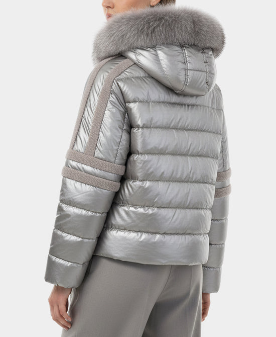 Shearling Jacket w/ Fox Fur Trim Hood view 