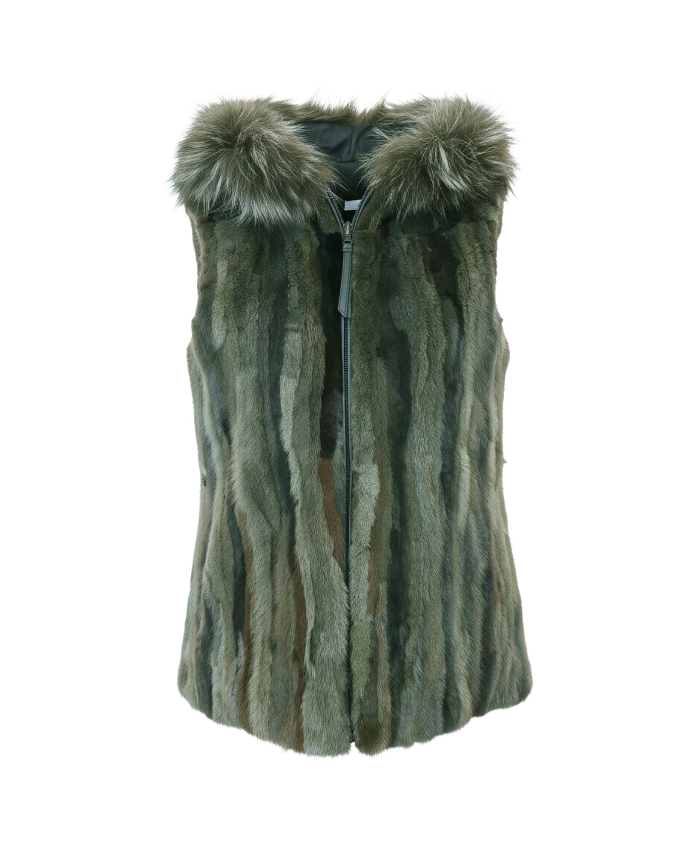 Mink Vest w/ Fox Fur Hood view 1