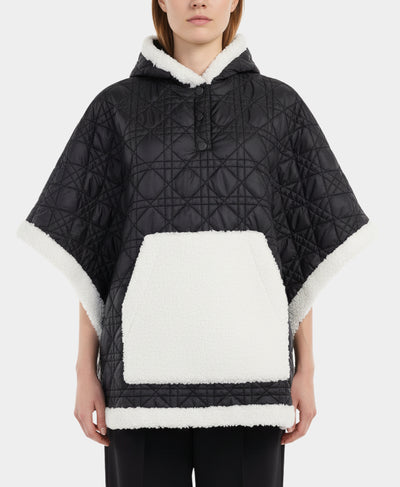 Diamond Quilted Poncho w/ Shearling Trim Hood image 1