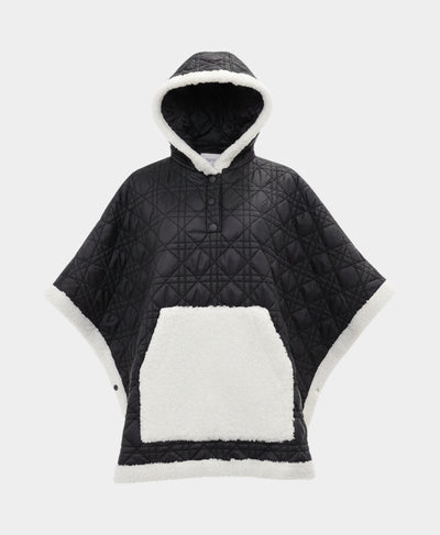 Diamond Quilted Poncho w/ Shearling Trim Hood image 3