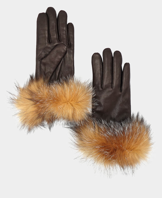 Leather Gloves w/ Fox Trim view 