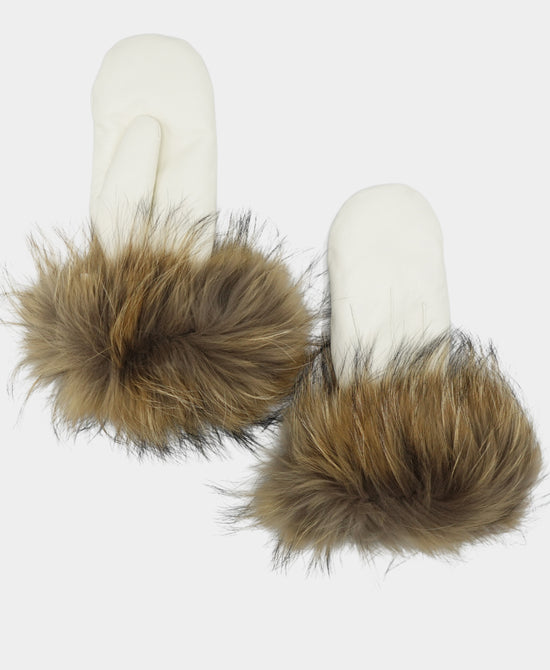 Leather Mittens w/ Fox Trim view 