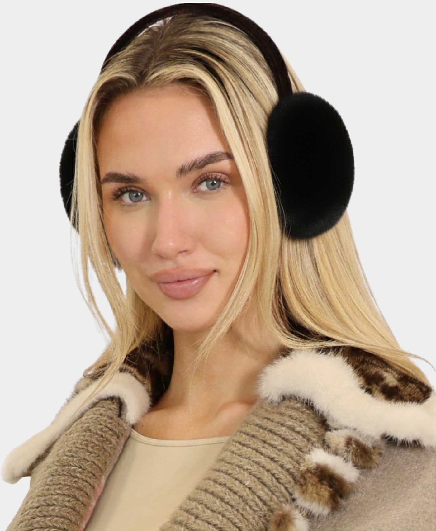 Mink Earmuffs w/ Velvet Band view 1