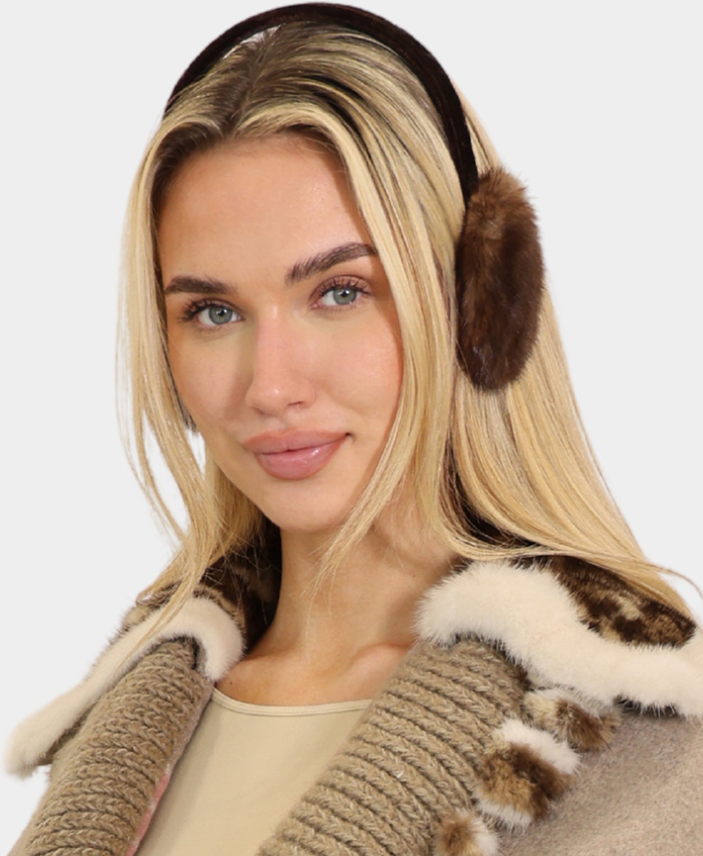 Mink Earmuffs w/ Velvet Band view 1