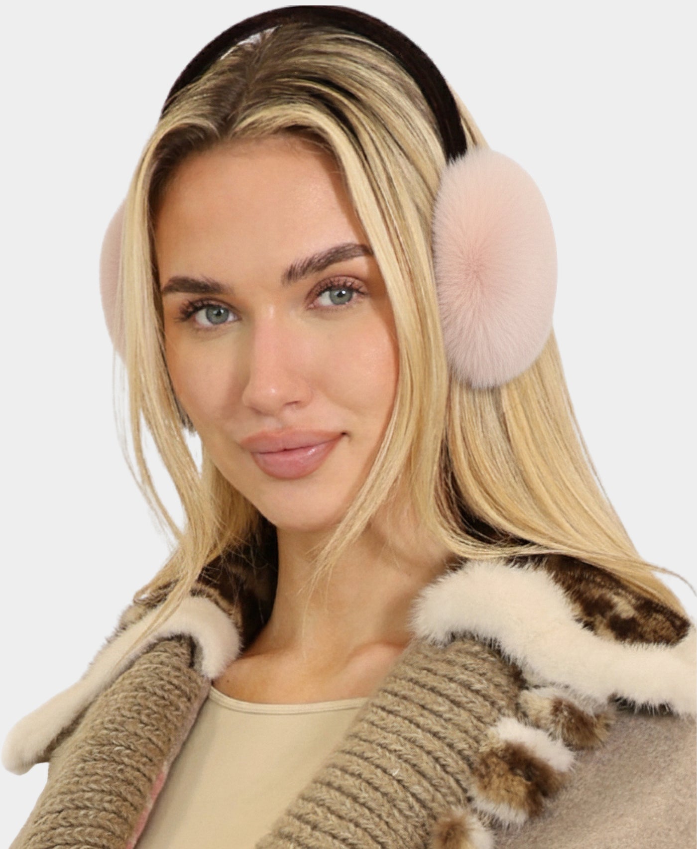 Mink Earmuffs w/ Velvet Band view 1