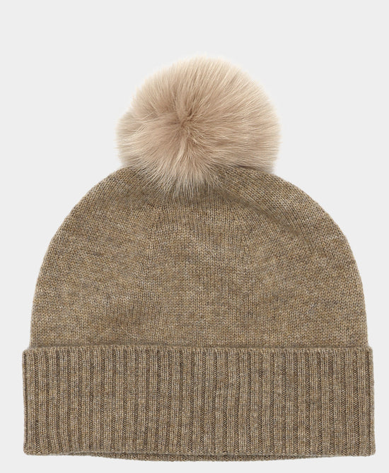 Cashmere Hat w/ Fur Pom view 