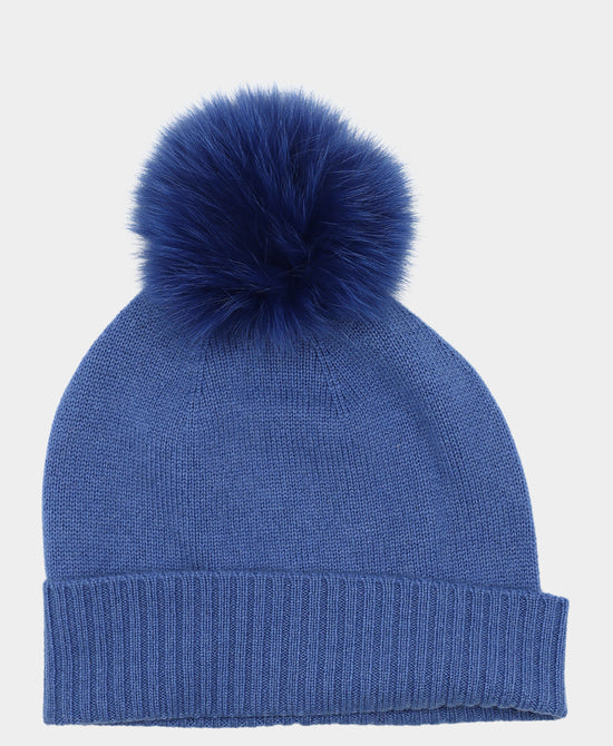 Cashmere Hat w/ Fur Pom view 