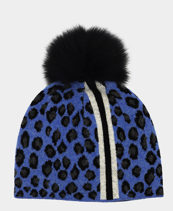 Leopard Hat w/ Fur Pom view 