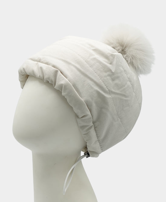 Nylon Hat w/ Fox Fur Pom view 