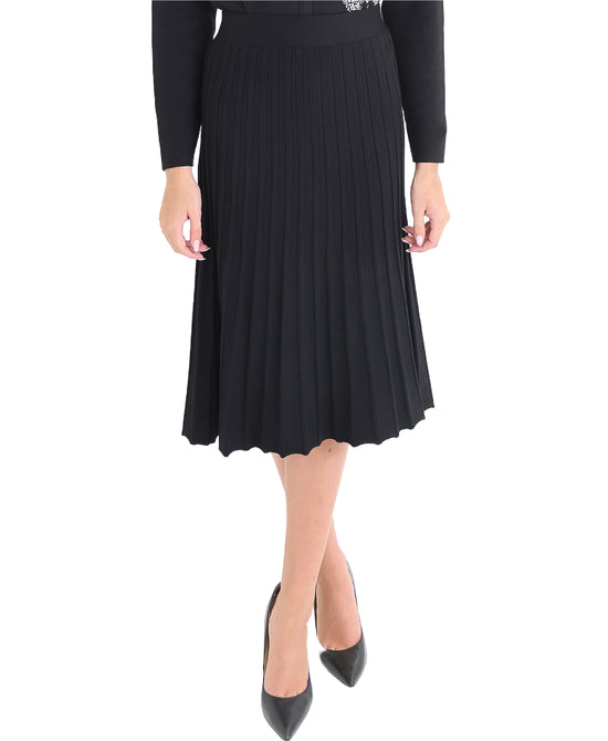 Pleated Knit Midi Skirt view 