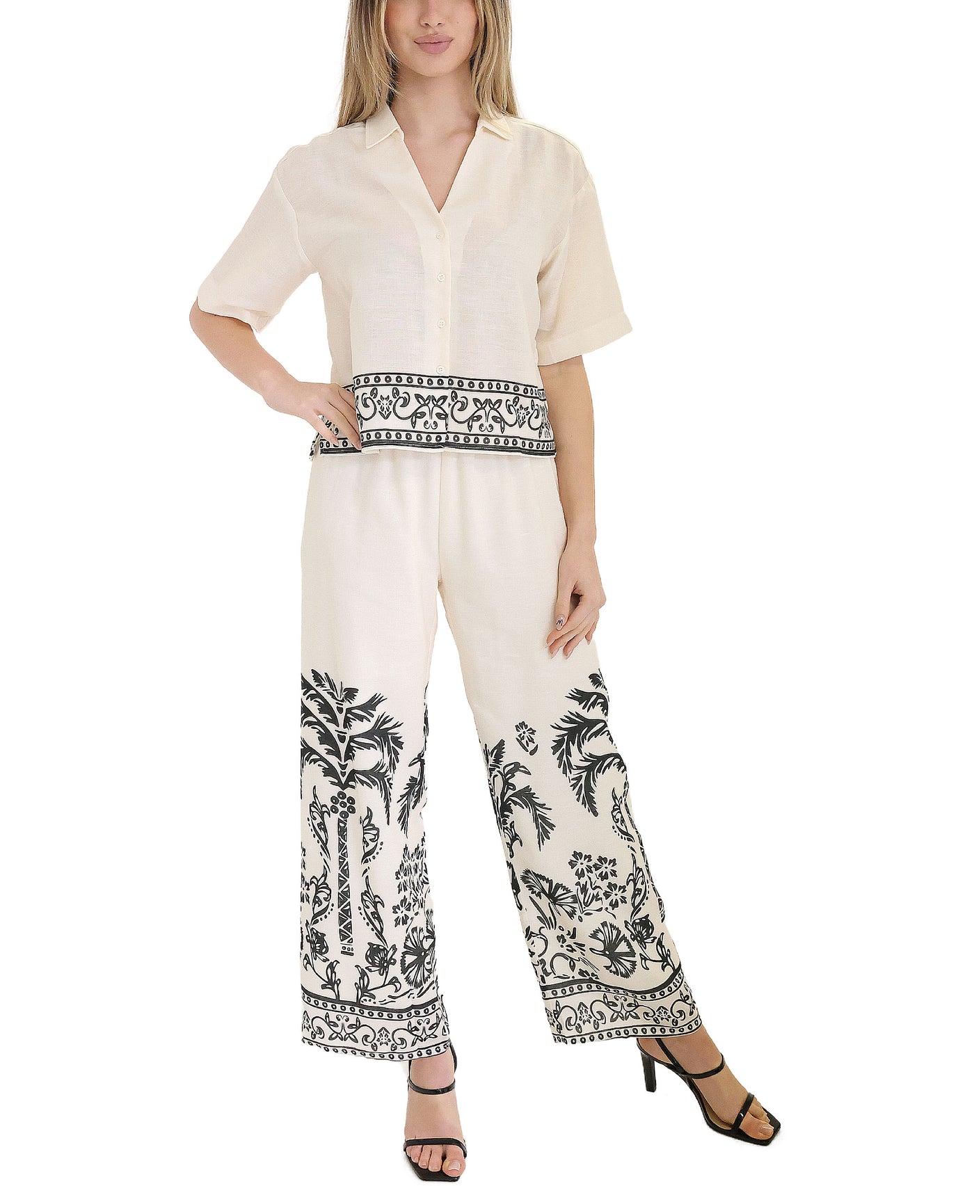 Printed Wide Leg Pants view 2