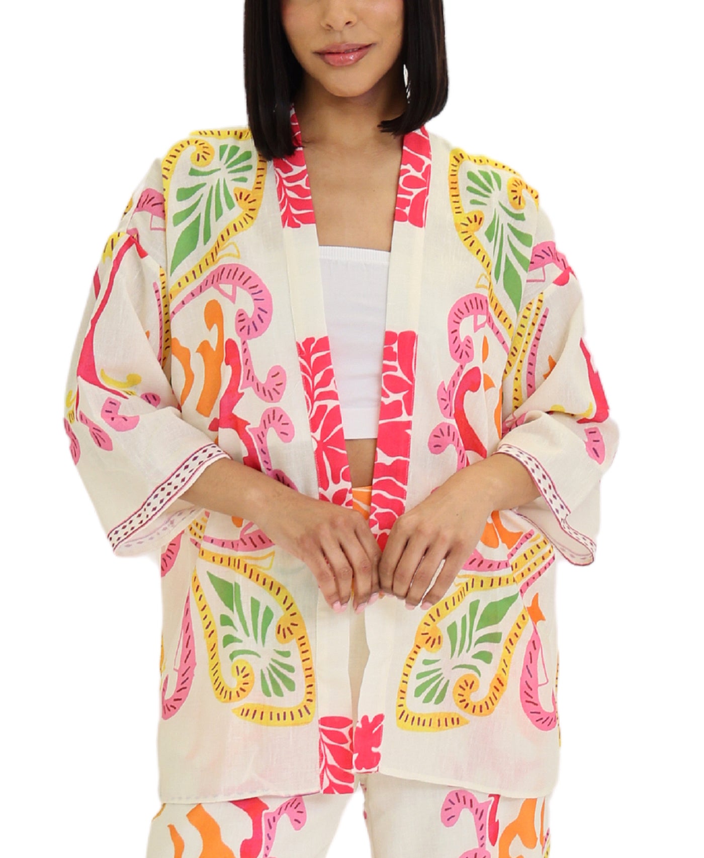 Printed Kimono Top view 1