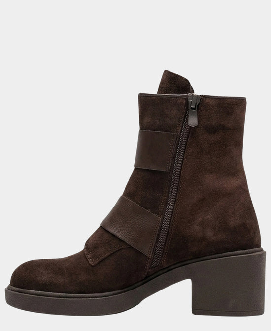 
Double Buckle Suede Bootie in BROWN view 2