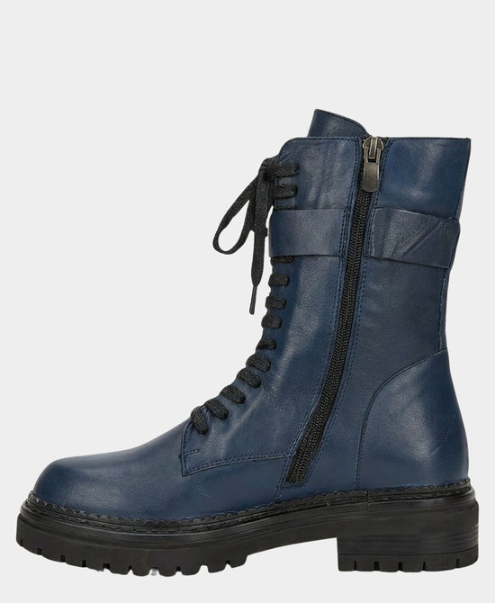 
Leather Lace Up Buckle Boot in NAVY view 2