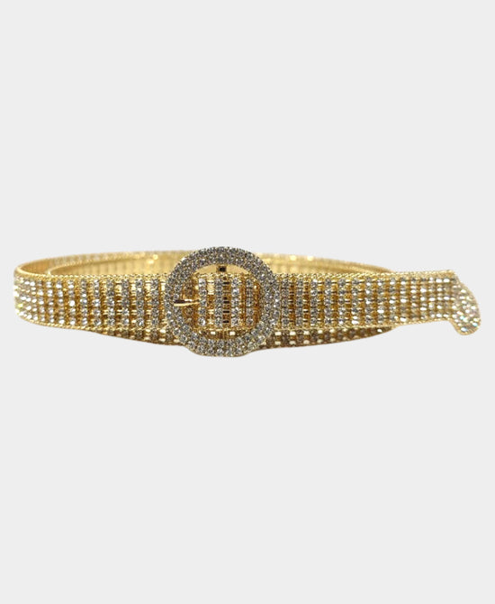 Crystal Mesh Round Buckle Belt view 