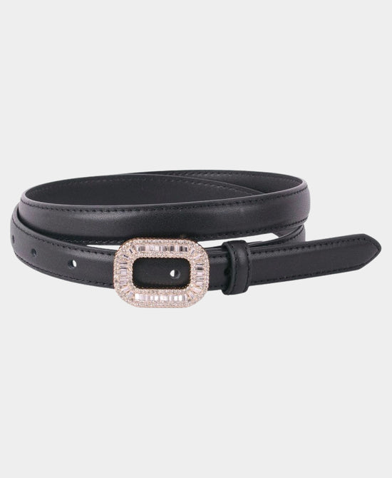 Leather Crystal Buckle Belt view 