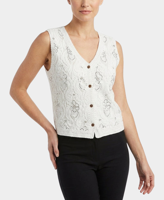 
Crochet Vest w/ Sequins in WHITE view 1