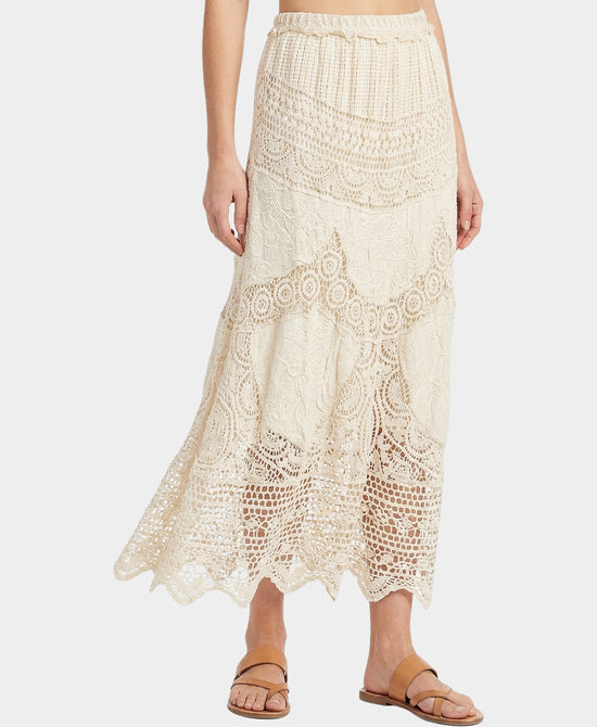 
Crochet Maxi Skirt w/ Scallop Trim in BEIGE view 1