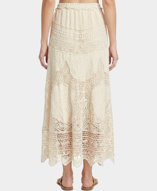 
Crochet Maxi Skirt w/ Scallop Trim in BEIGE view 2