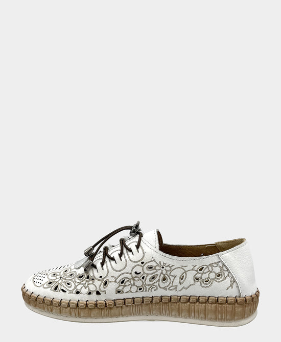 
Leather Cutout Sneaker in BEIGE/WHITE view 2