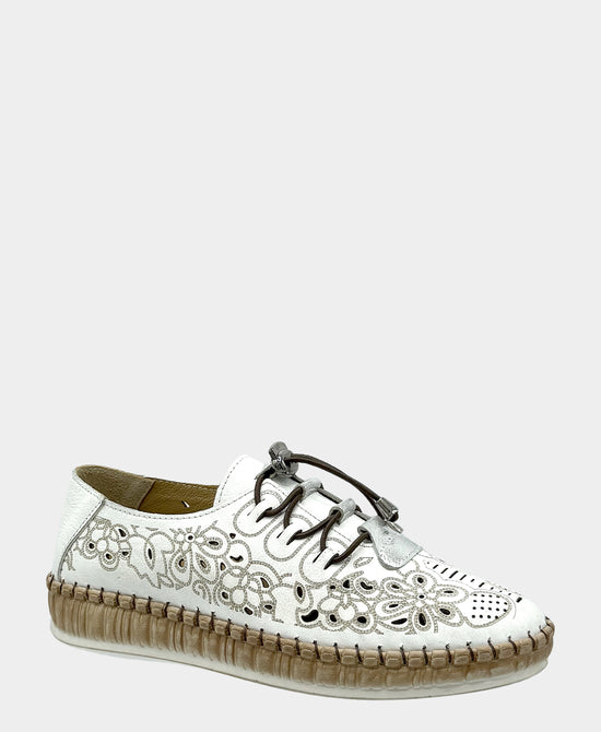 
Leather Cutout Sneaker in BEIGE/WHITE view 1