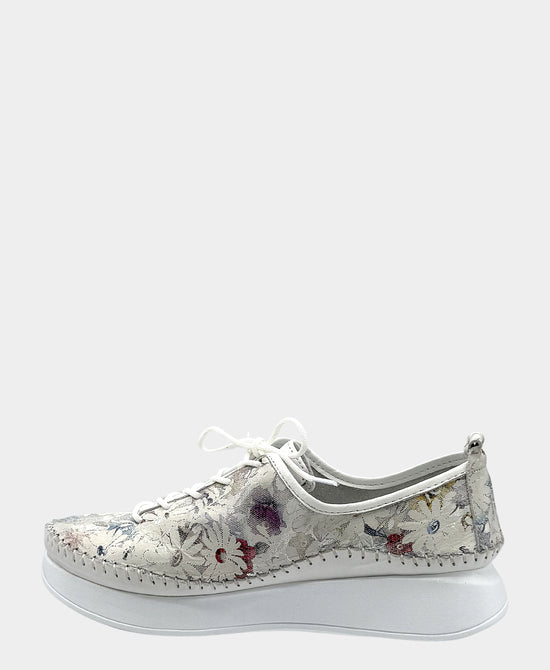 
Leather Floral Platform Sneaker in PATAYA WHITE view 2