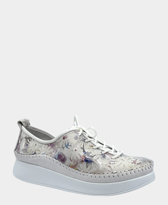 
Leather Floral Platform Sneaker in PATAYA WHITE view 1