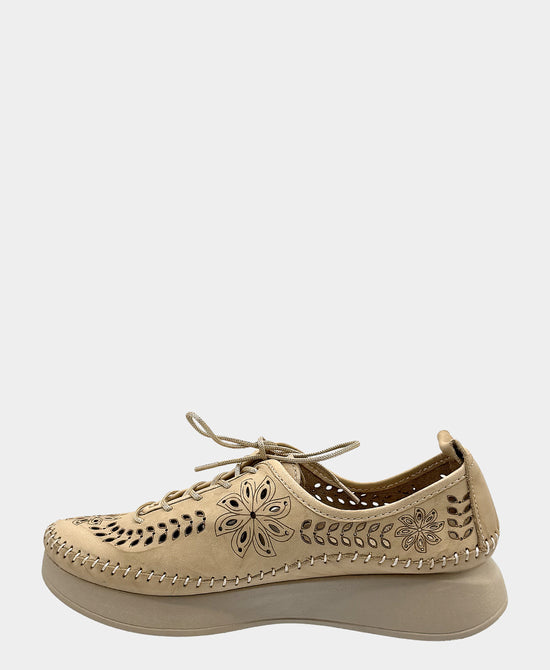 
Leather Cutout Platform Sneaker in BEIGE view 2