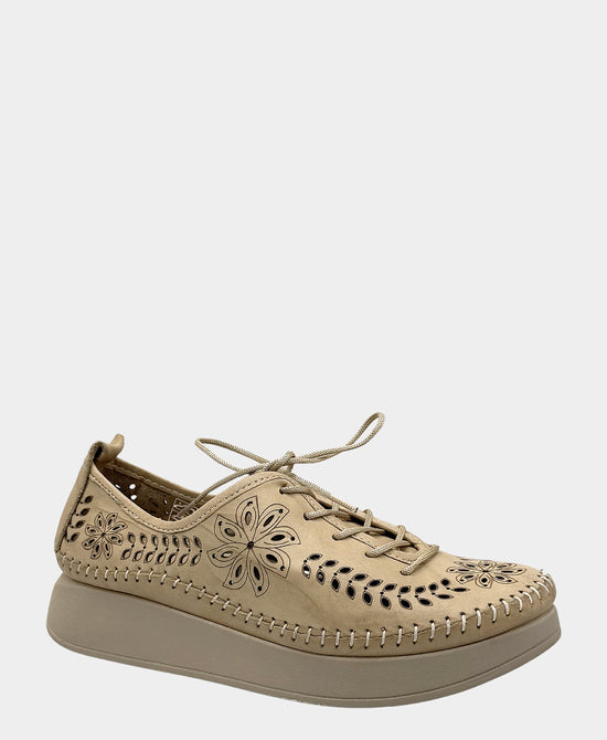 
Leather Cutout Platform Sneaker in BEIGE view 1