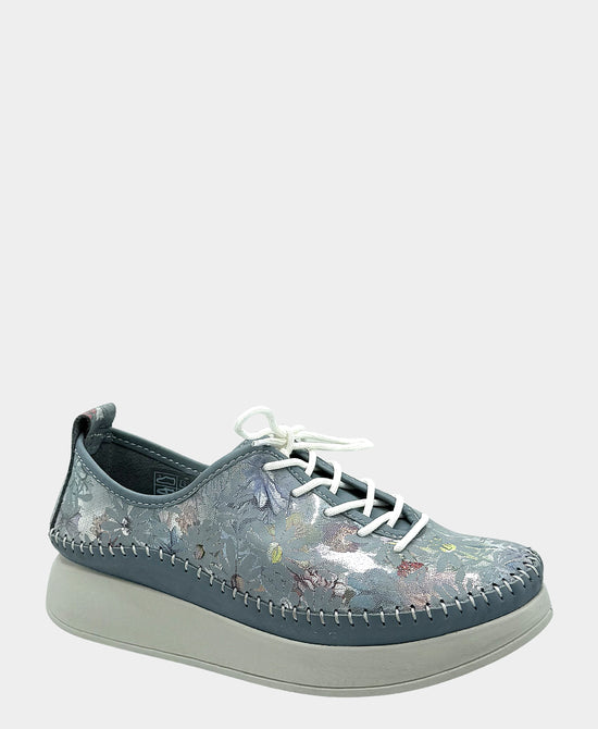 
Leather Floral Platform Sneaker in PATAYA BLUE view 1