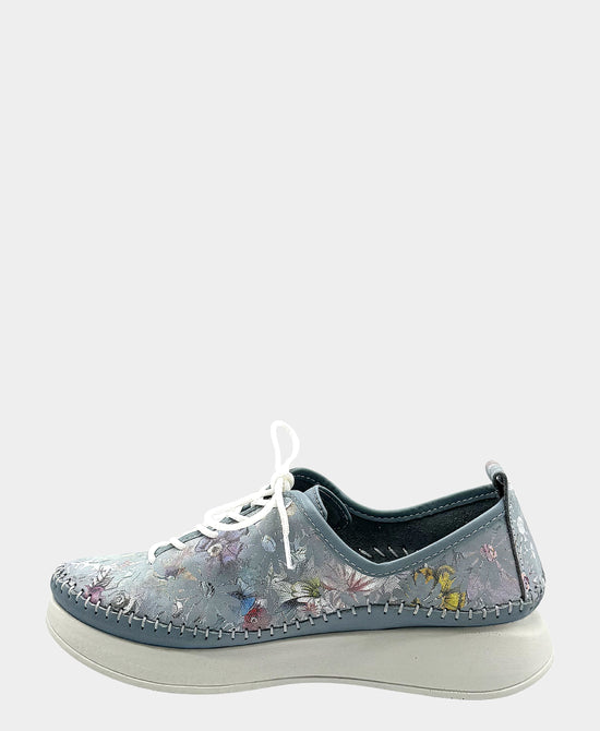 
Leather Floral Platform Sneaker in PATAYA BLUE view 2
