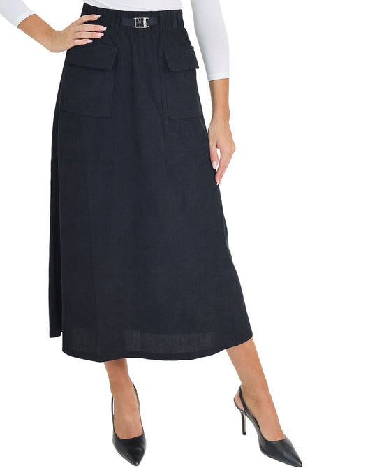 Corduroy Cargo Midi Skirt view 