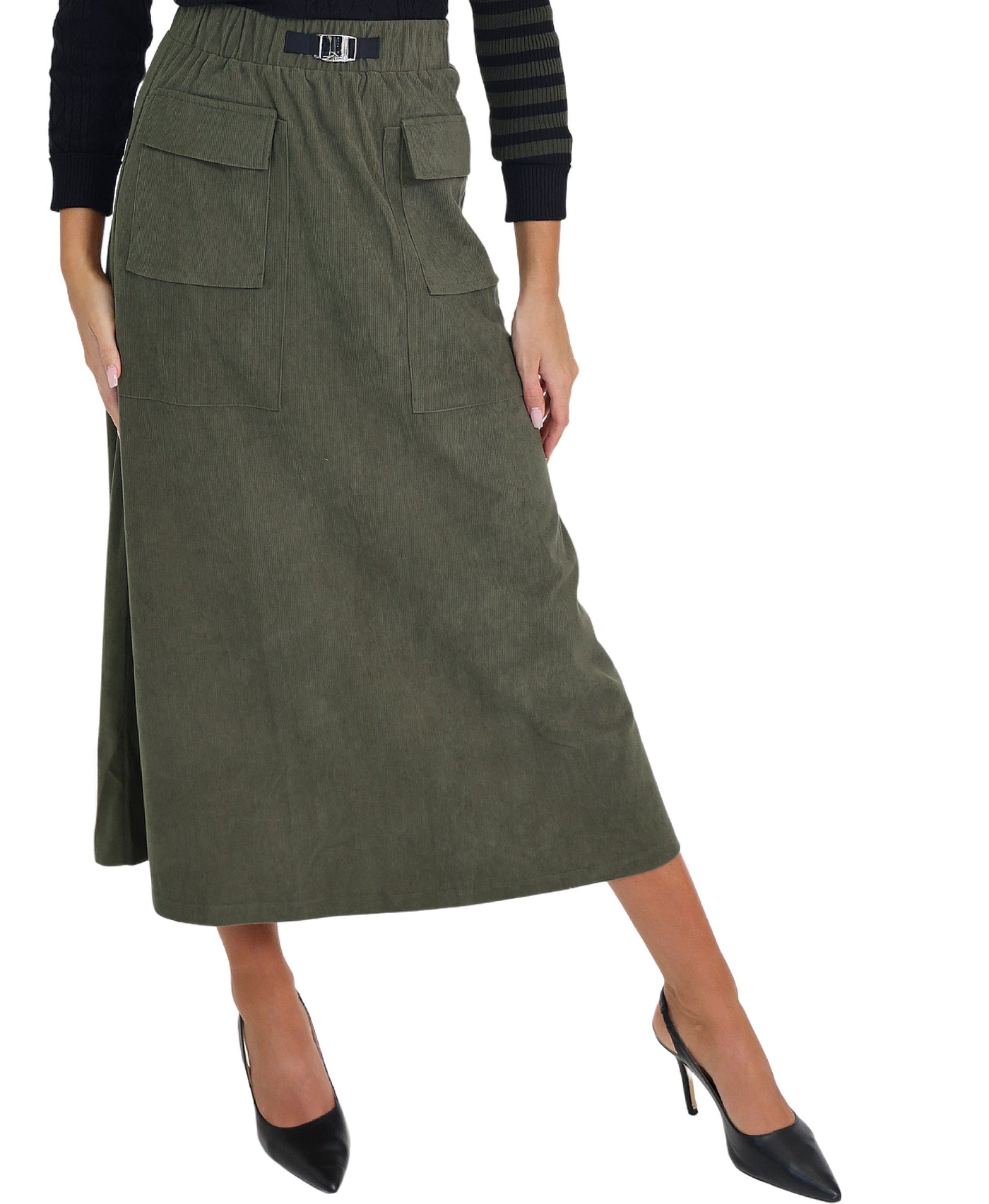 Corduroy Cargo Midi Skirt view 1