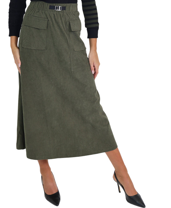 Corduroy Cargo Midi Skirt view 