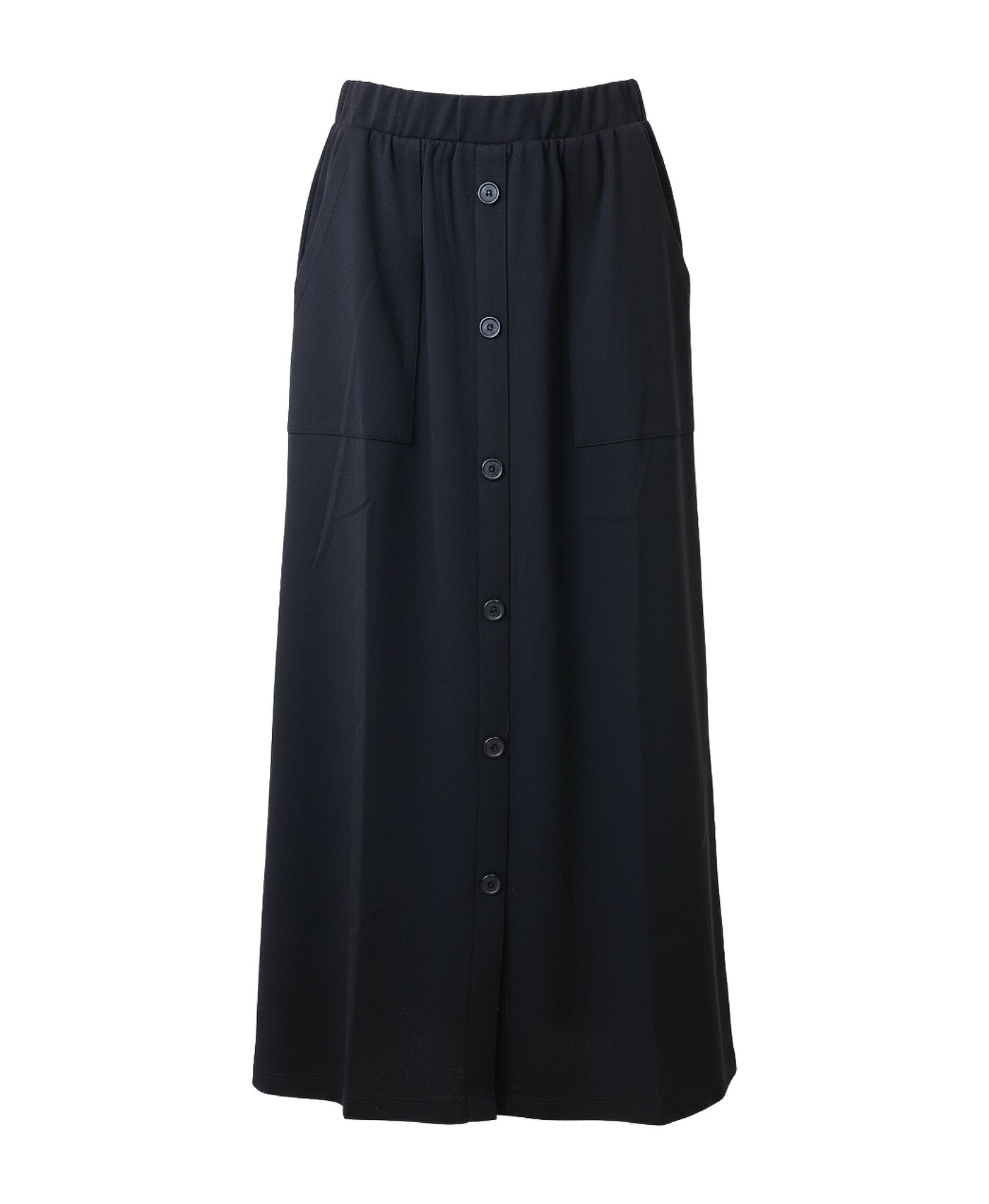 Solid Midi Skirt w/ Button Detail view 2