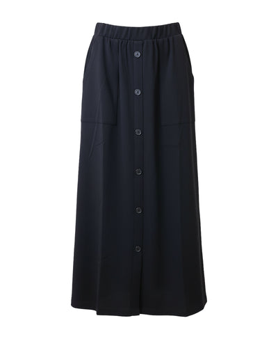 Solid Midi Skirt w/ Button Detail image 2