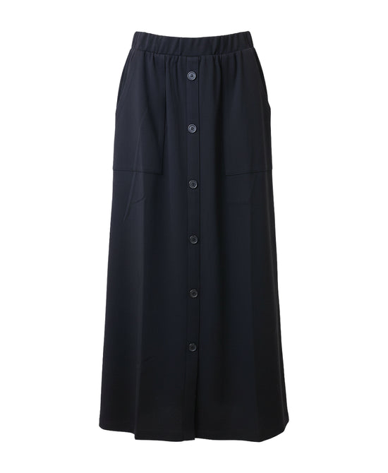 Solid Midi Skirt w/ Button Detail view 