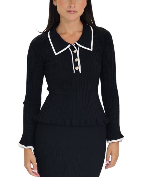 Contrast Knit Top view 