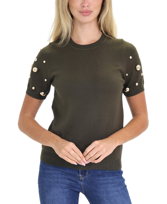 Knit Top w/ Studs view 